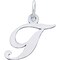 Sterling Silver Small Script Initial Letter T Charm Jewerly 16mm x 10mm